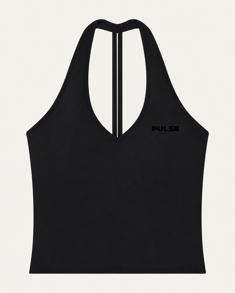 PULSE™ by Golden Vein Halter-Tanktop in Schwarz – Produktdarstellung