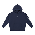 Golden Vein Boxy Hoodie in Navy, oversized cotton-blend hoodie