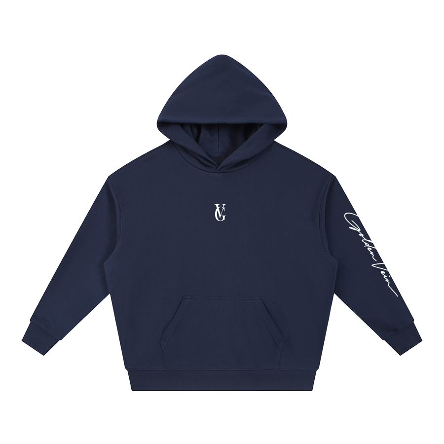 Golden Vein Boxy Hoodie – Navy