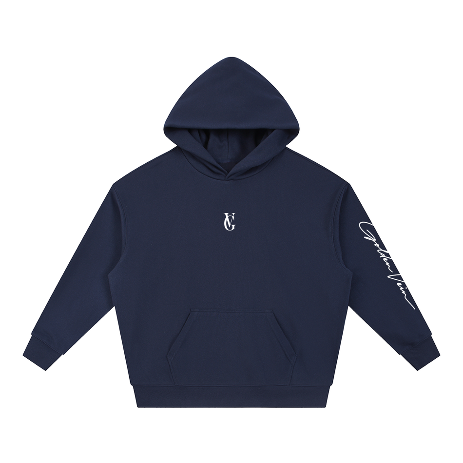 Golden Vein Boxy Hoodie – Navy – Hoodie · Unisex
