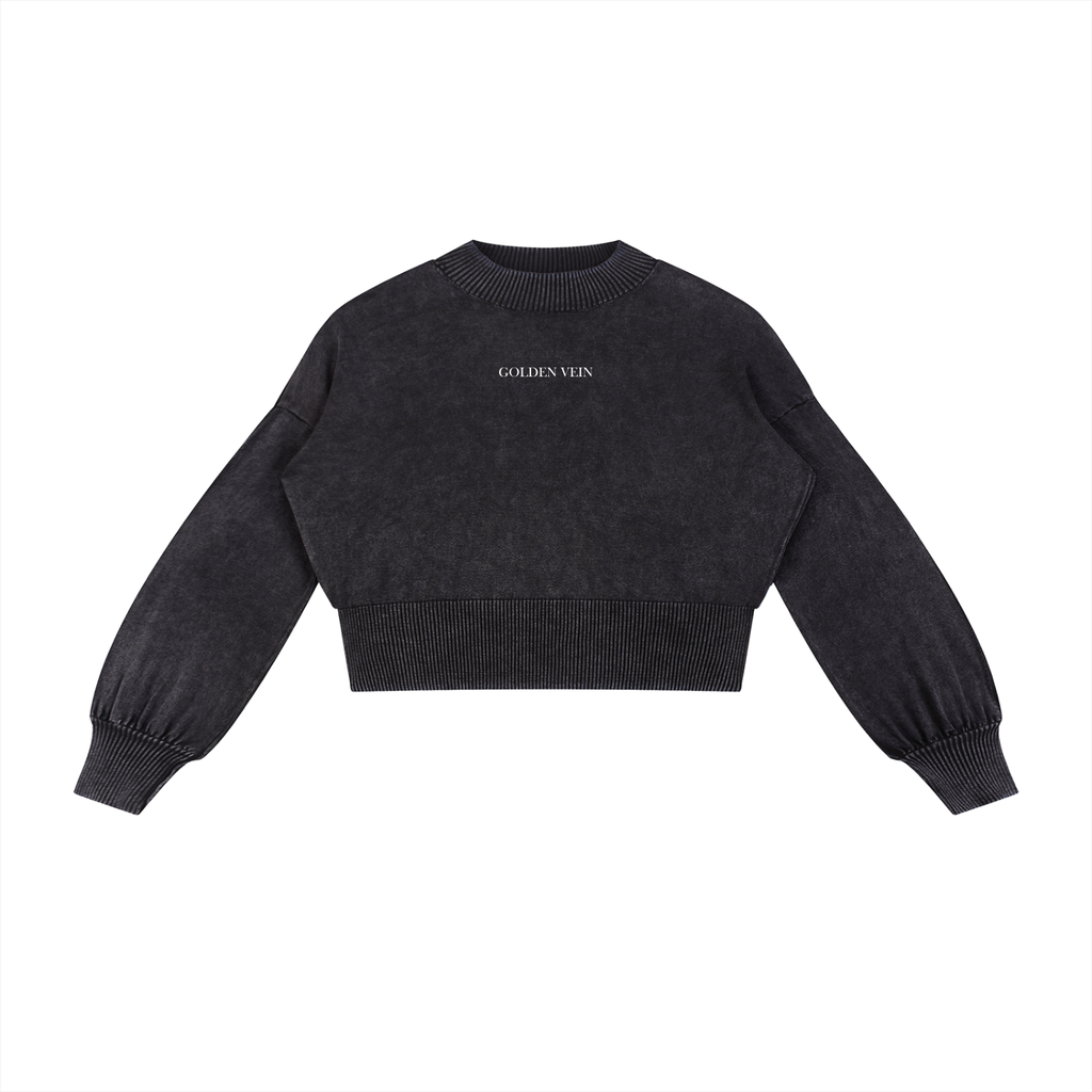 Golden Vein Mineral Wash Cropped Sweater – Black – Produktansicht 7