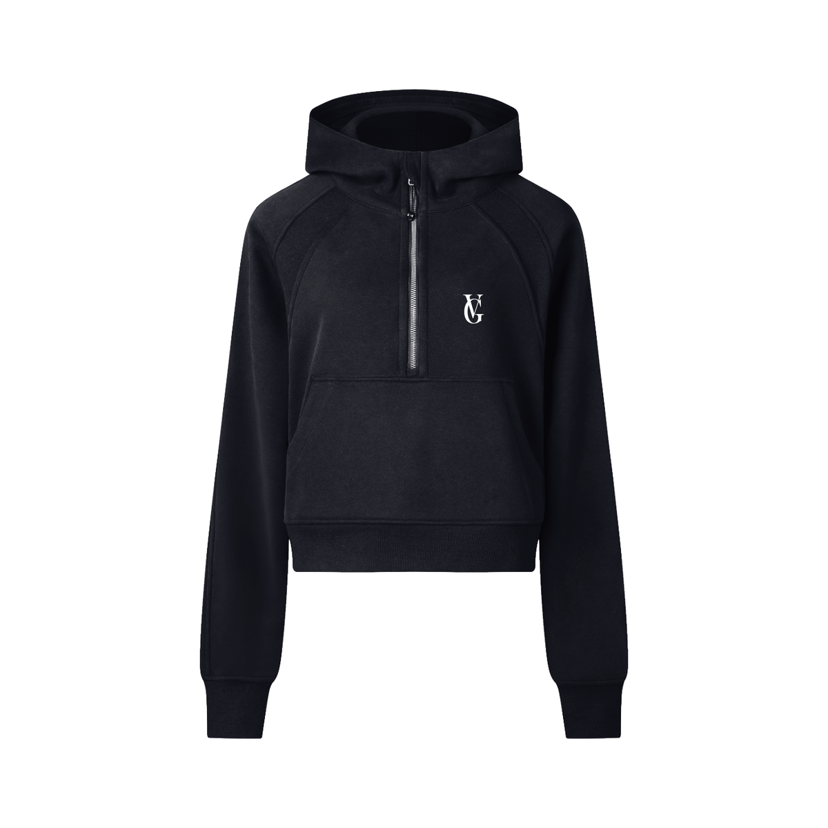 Golden Vein Cropped Half-Zip Hoodie – Black – Produktansicht 7