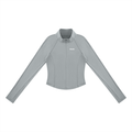 Vorderansicht des PULSE SPECTRE Quarter-Zip Longsleeves für Damen in Grau mit körpernahem Schnitt und langen Raglanärmeln.
