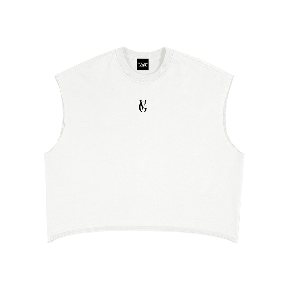 Golden Vein French Terry Boxy Tank – White – Produktansicht 7