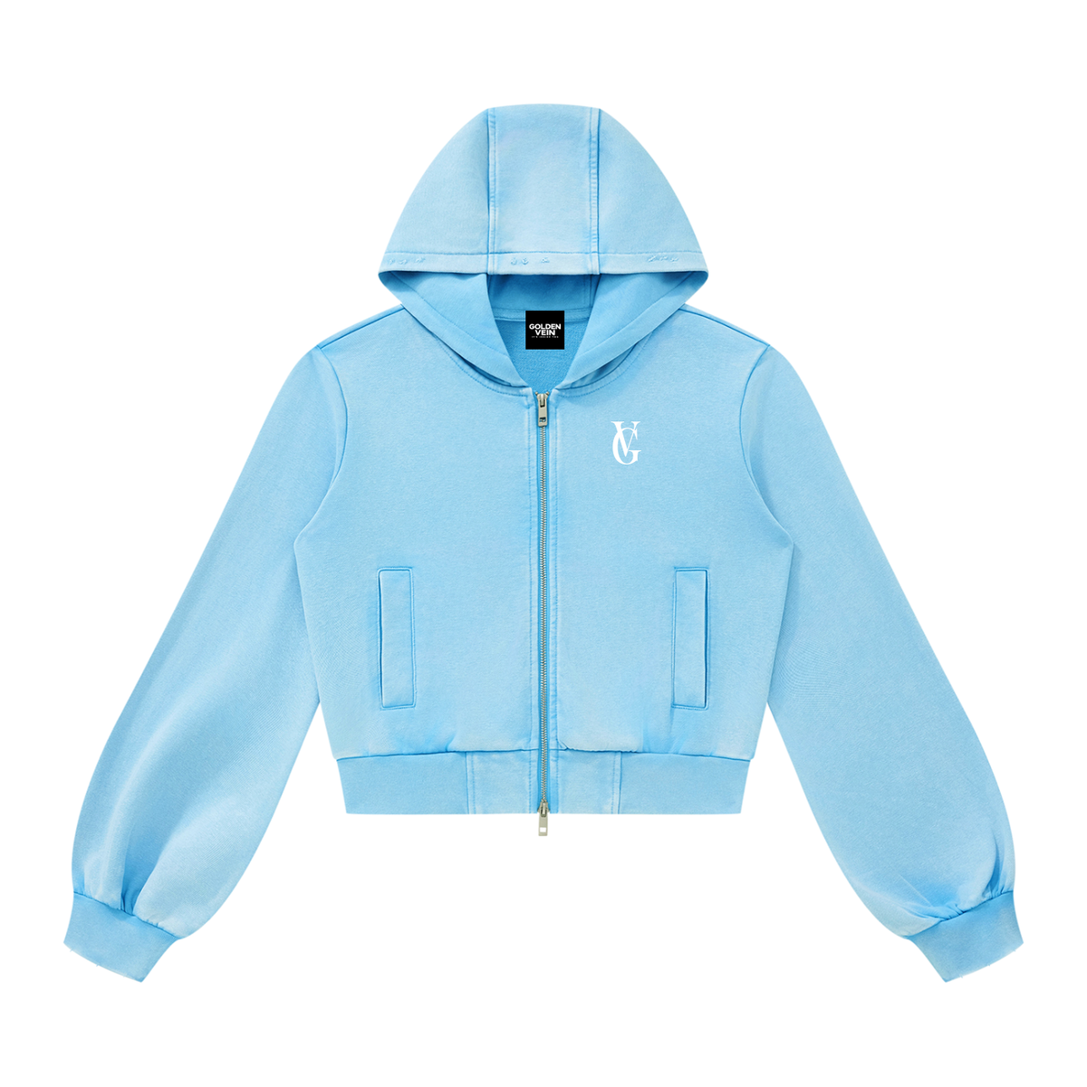 Golden Vein Vintage Wash Zip Hoodie – Sky Blue – Produktansicht 7