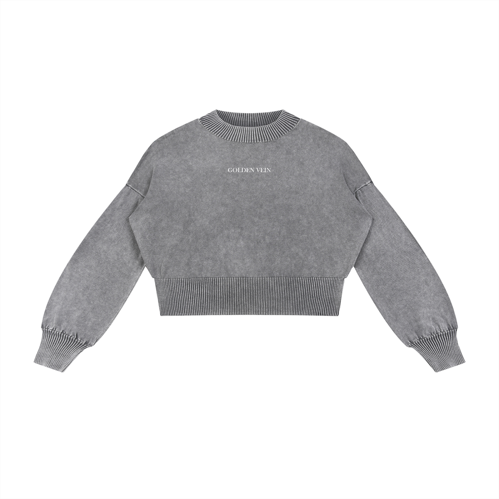 Golden Vein Mineral Wash Cropped Sweater – Grey – Produktansicht 7