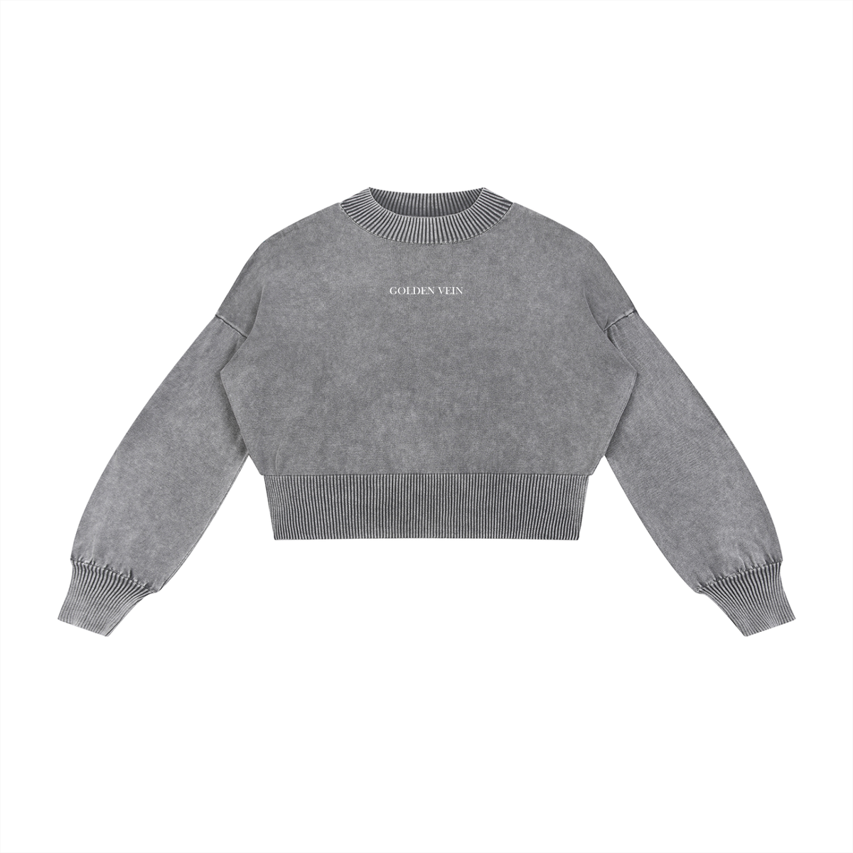 Golden Vein Mineral Wash Cropped Sweater – Grey – Produktansicht 7