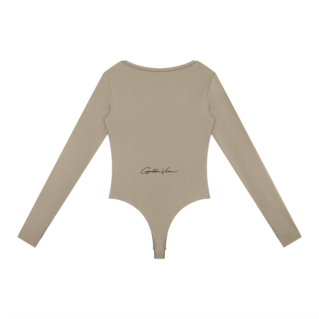 Golden Vein Flow Long Sleeve Bodysuit – Khaki – Produktansicht 9