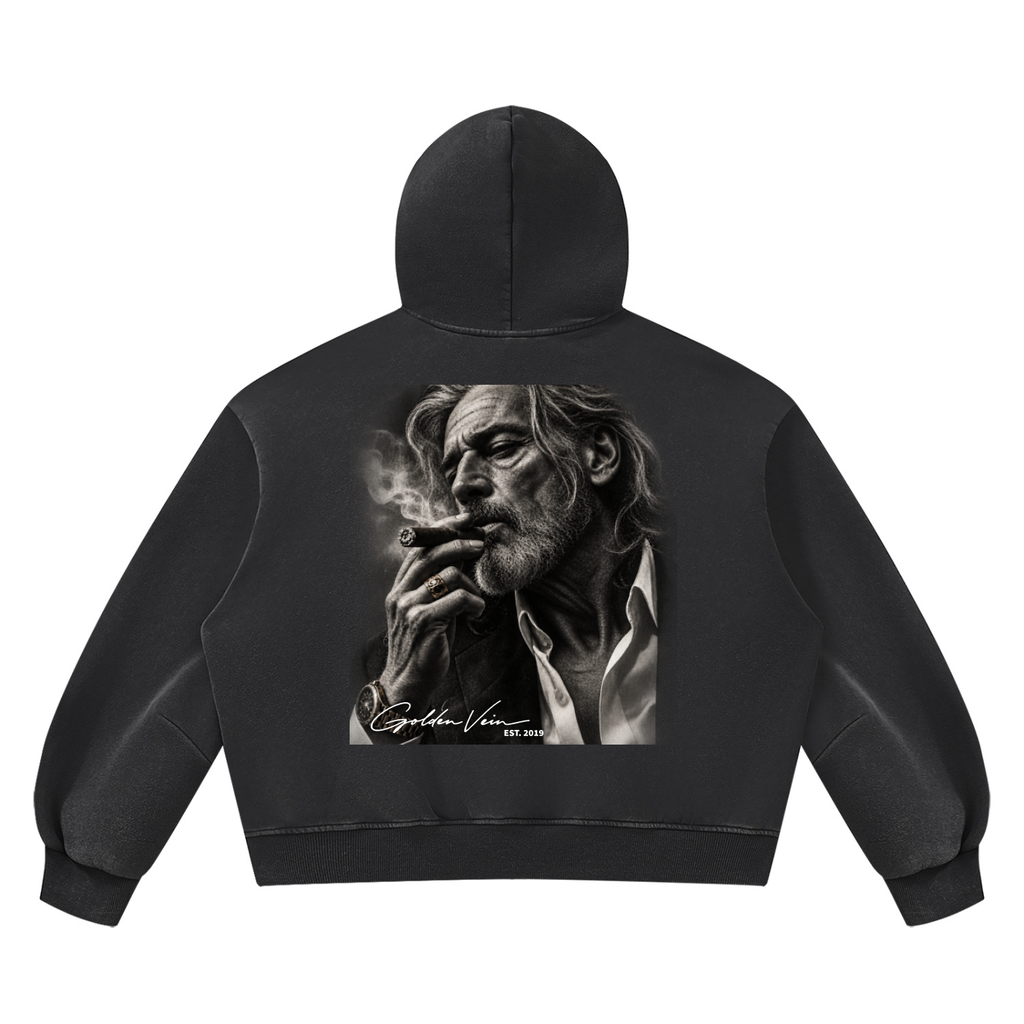 Golden Vein Vintage Wash Boxy Hoodie – Black – Produktansicht 8