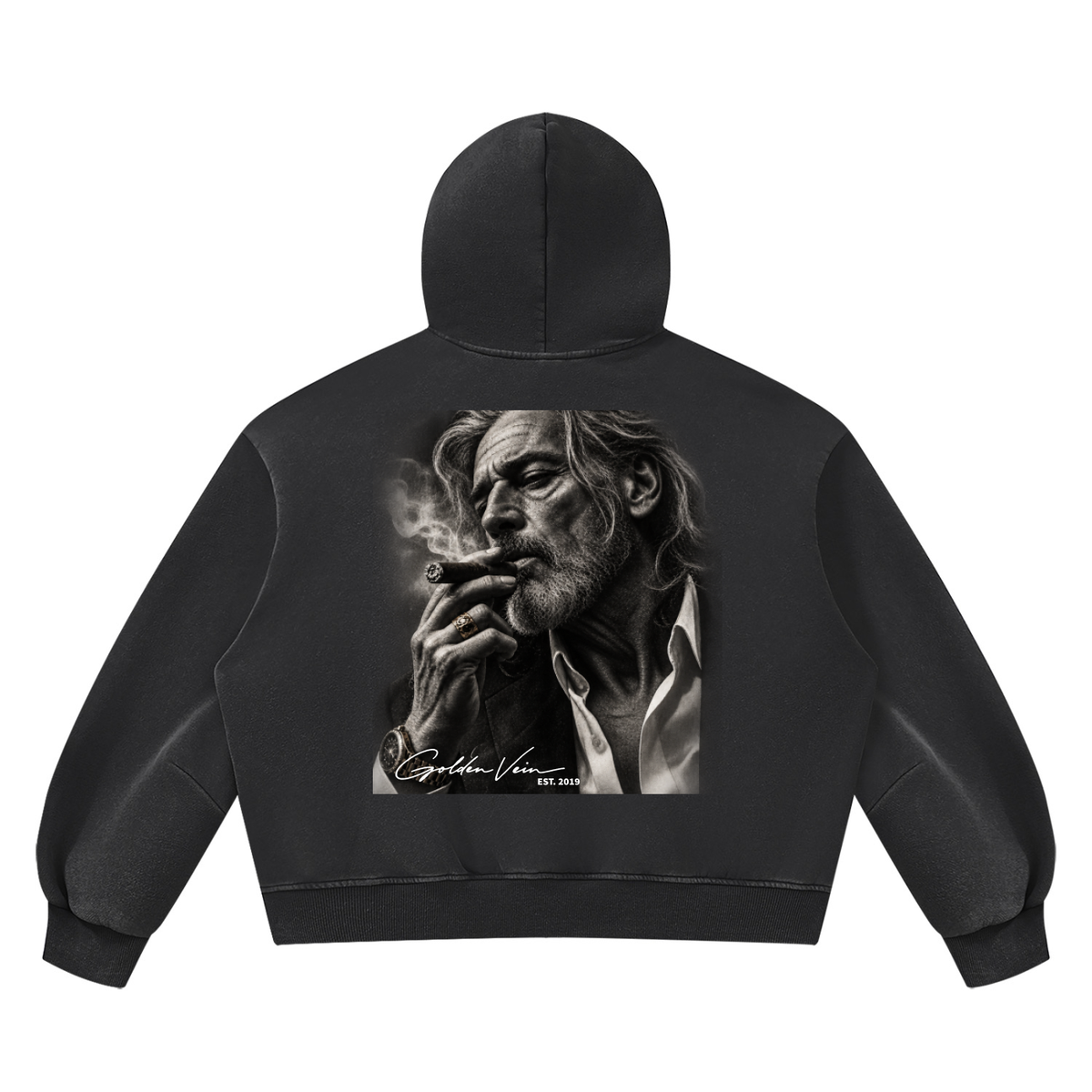 Golden Vein Vintage Wash Boxy Hoodie – Black – Produktansicht 8