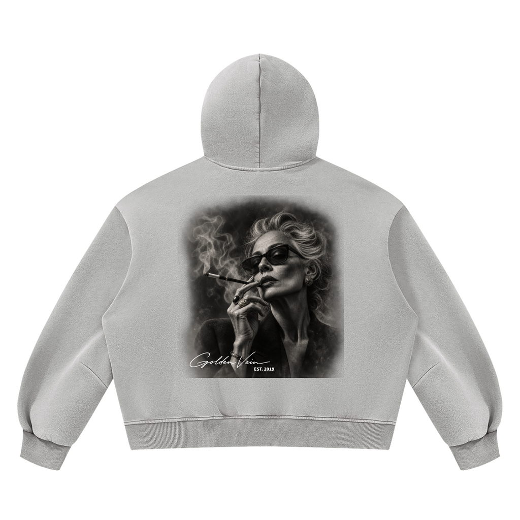 Golden Vein Vintage Wash Boxy Hoodie – Light Grey – Produktansicht 8