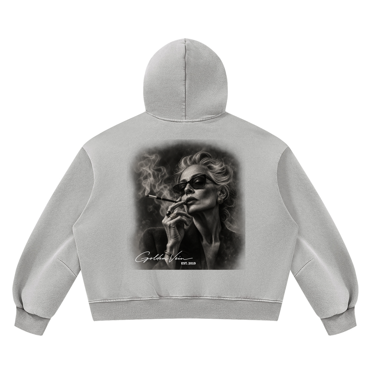 Golden Vein Vintage Wash Boxy Hoodie – Light Grey – Produktansicht 8