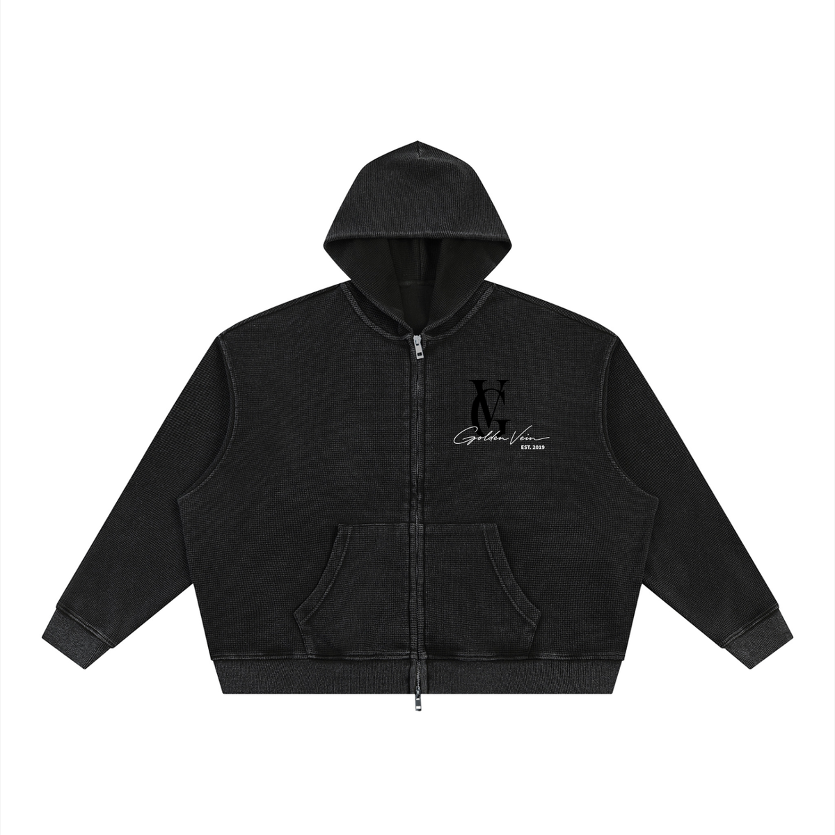 Golden Vein Parables Waffle Zip Hoodie – The Assembly – Black – Produktansicht 9