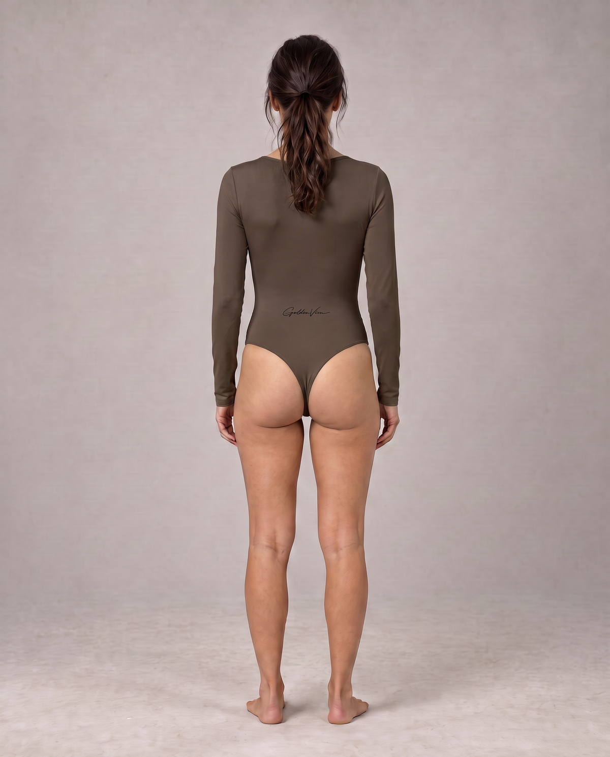 Golden Vein Flow Long Sleeve Bodysuit – Coffee – Produktansicht 8