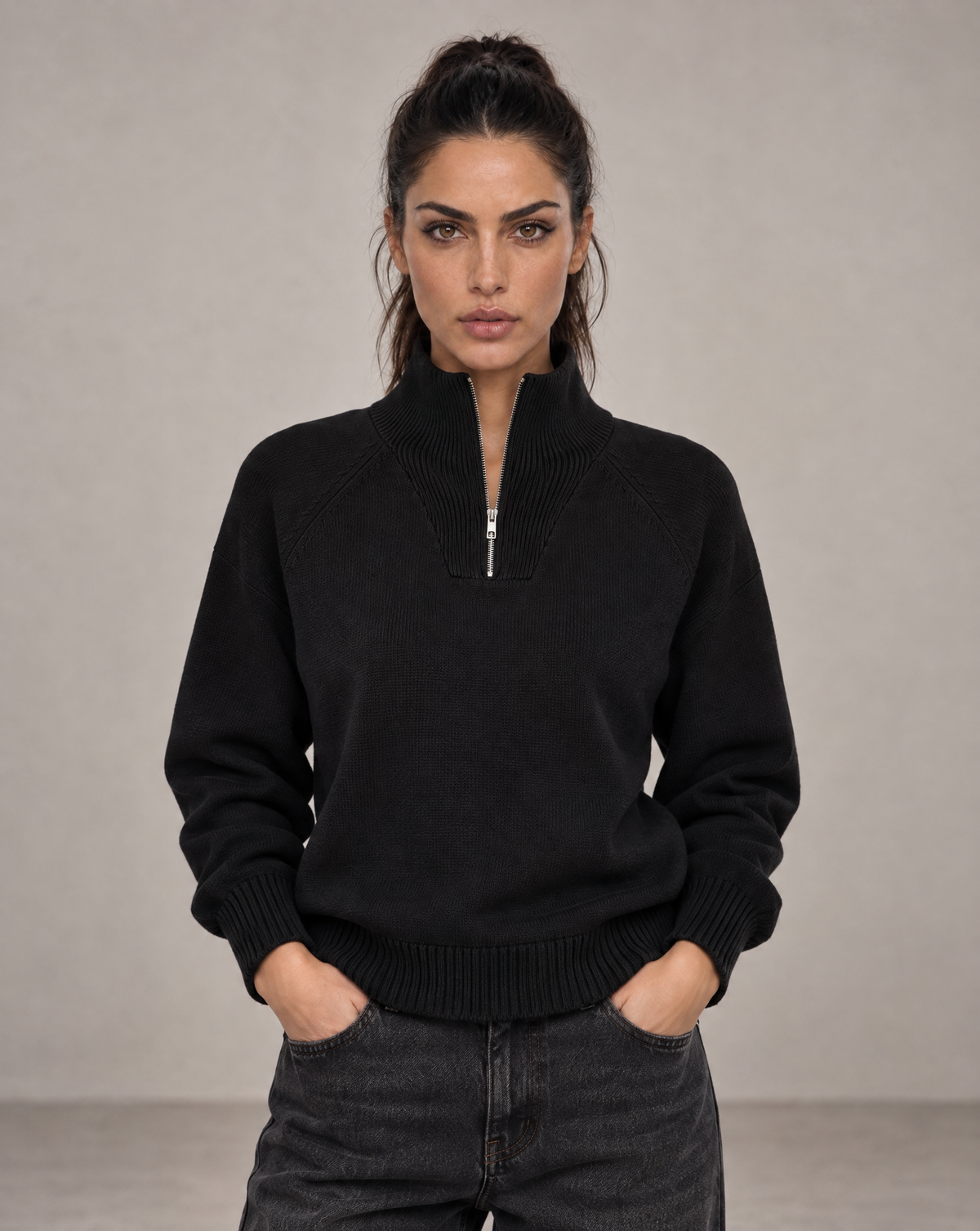Golden Vein 750 GSM Quarter-Zip – Black – Produktansicht 1