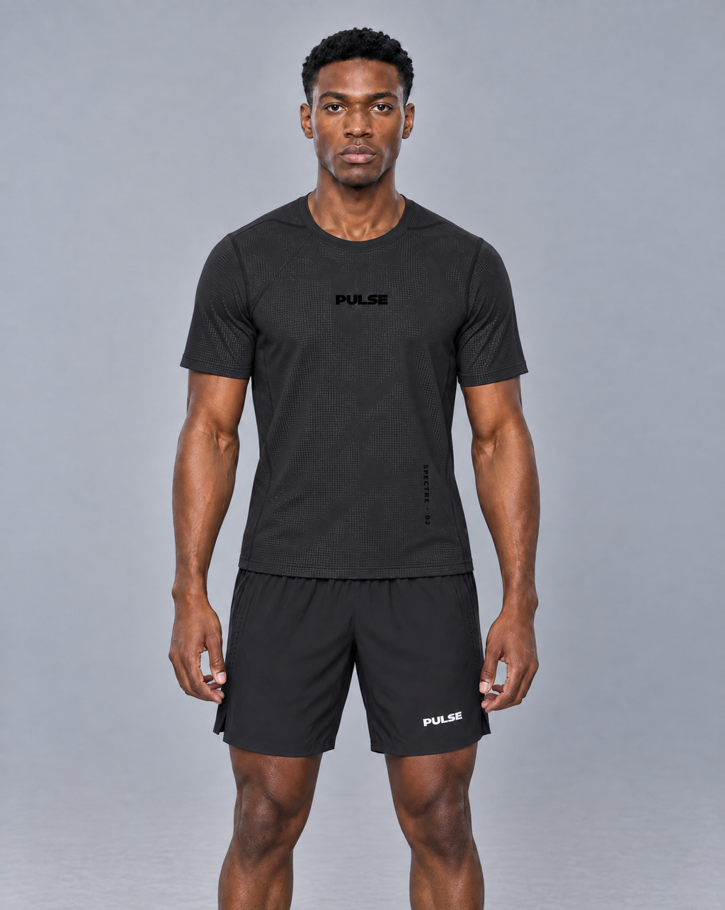 PULSE™ Jacquard Mesh T-Shirt – Black – Produktansicht 1