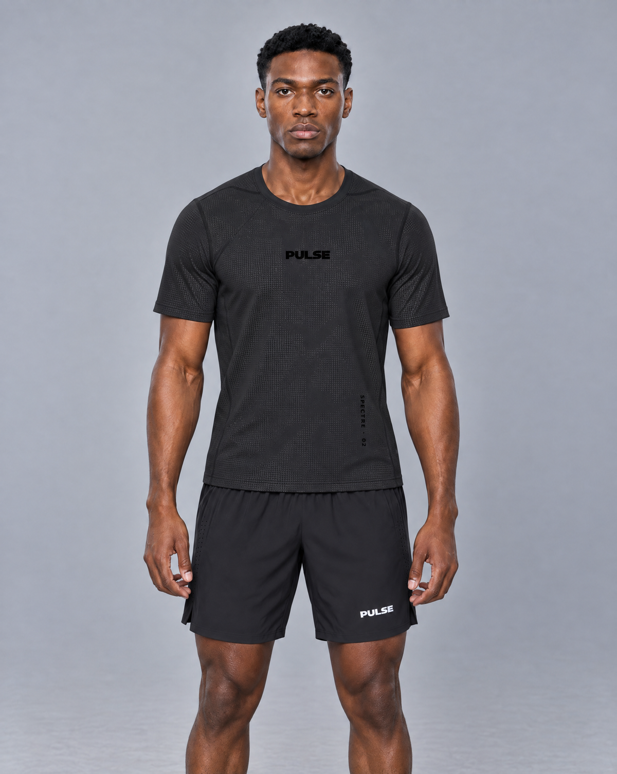 PULSE™ Jacquard Mesh T-Shirt – Black – Produktansicht 1