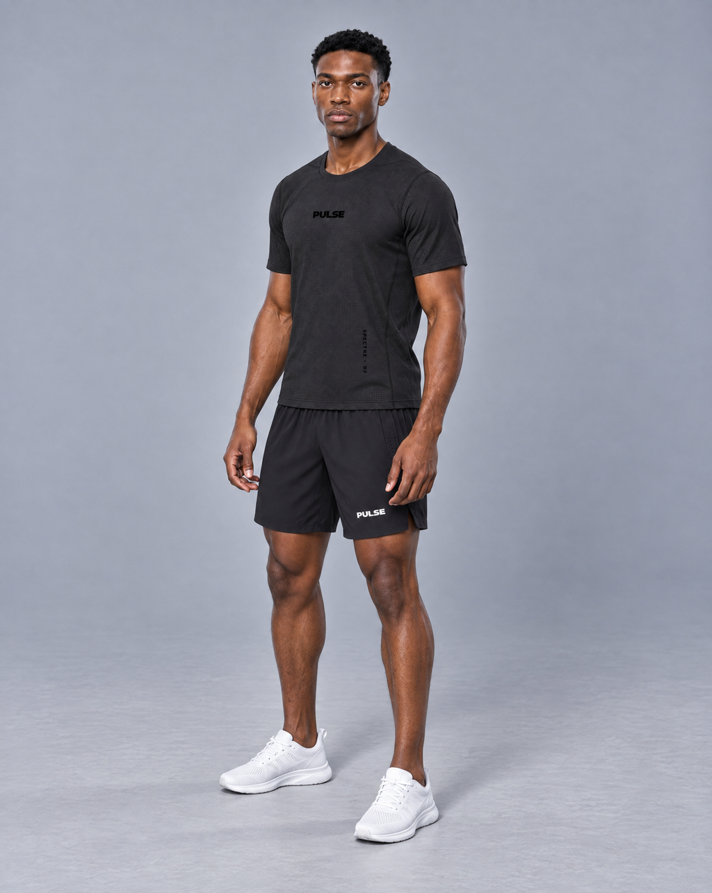 PULSE™ Jacquard Mesh T-Shirt – Black – Produktansicht 3