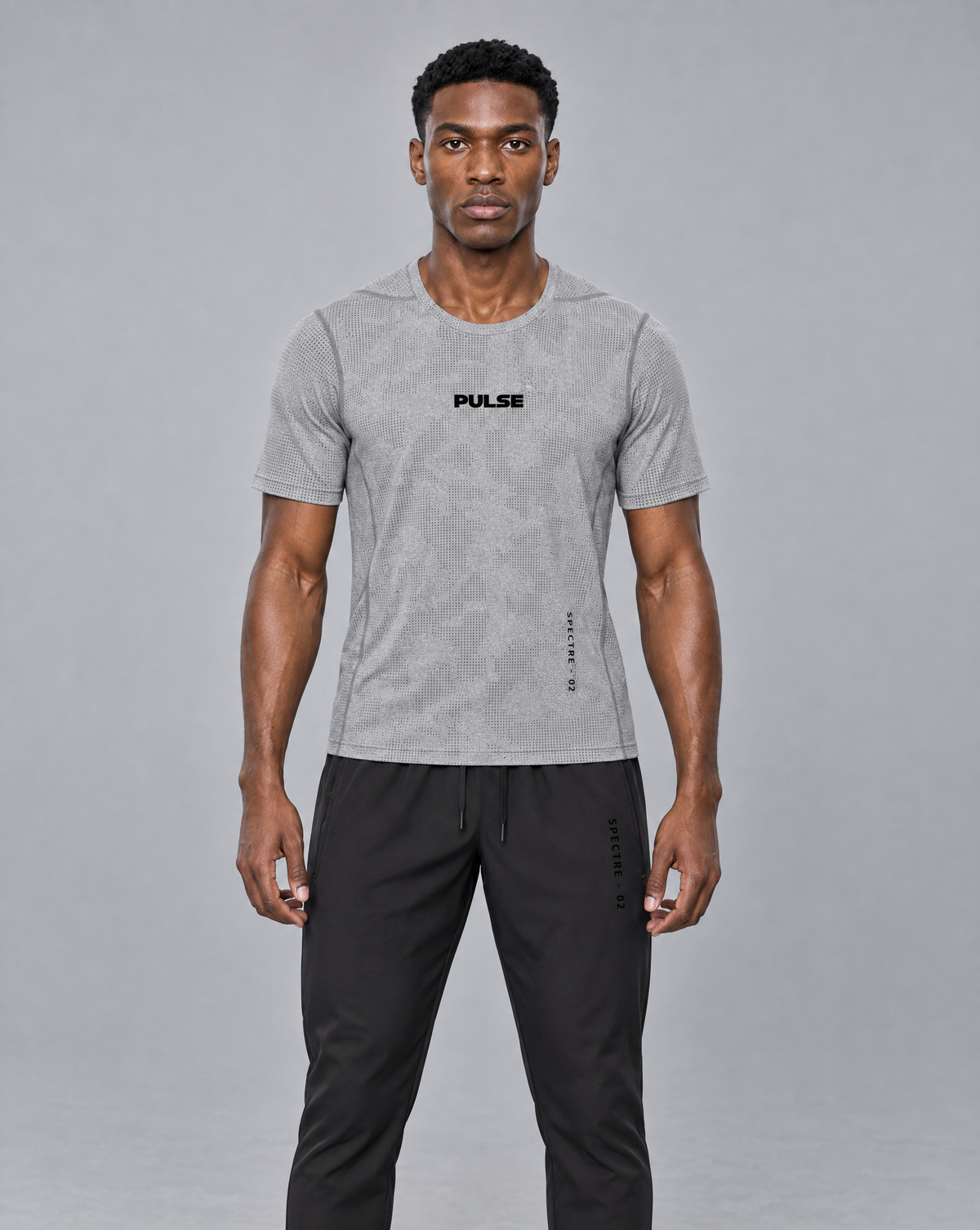 PULSE™ Jacquard Mesh T-Shirt – Heather Grey – Produktansicht 1