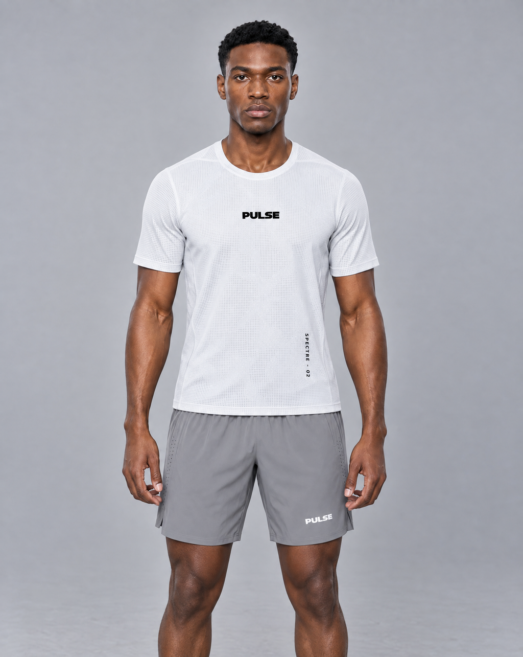 PULSE™ Jacquard Mesh T-Shirt – White – Produktansicht 1