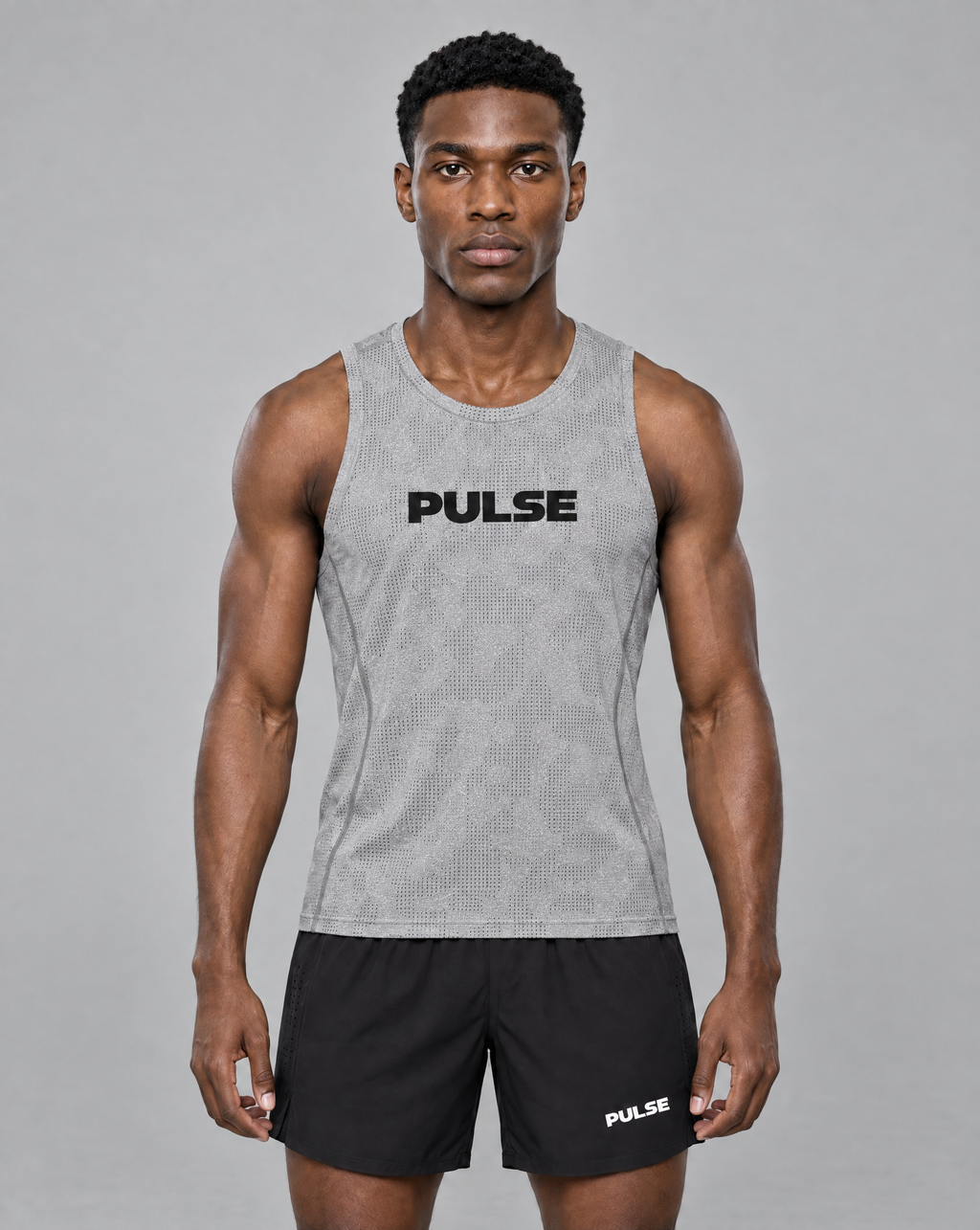 PULSE™ Jacquard Training Tank – Grey – Produktansicht 1
