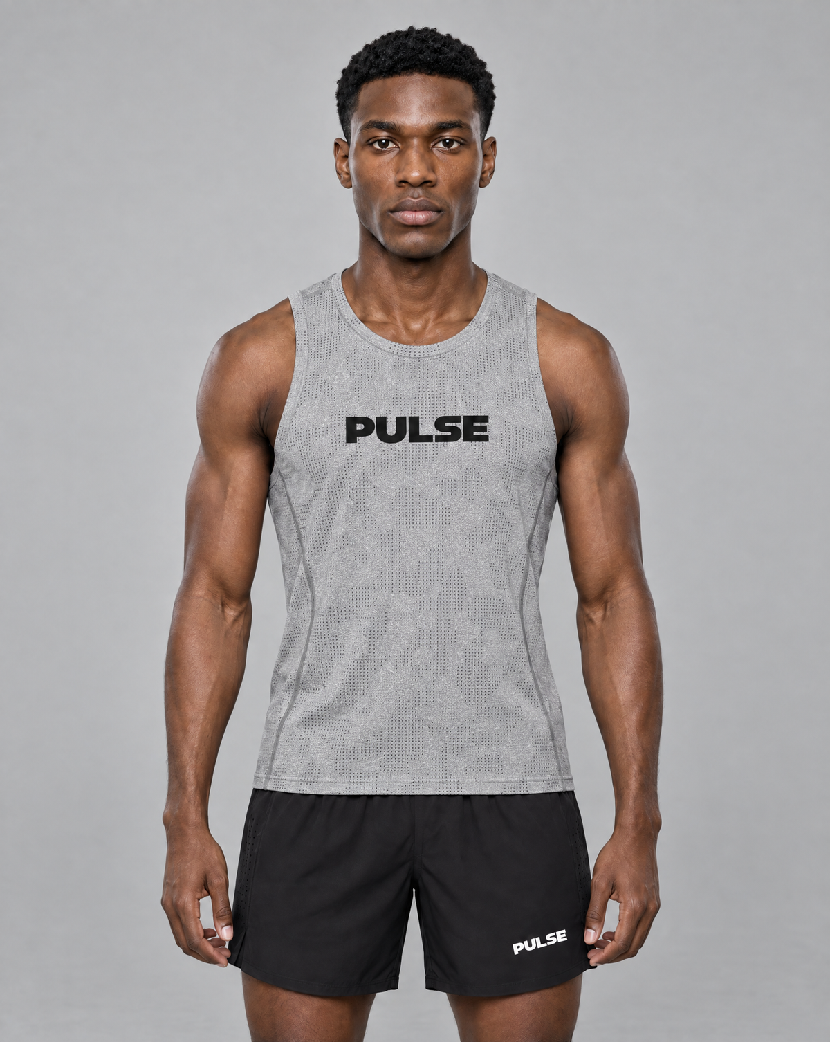 PULSE™ Jacquard Training Tank – Grey – Produktansicht 1