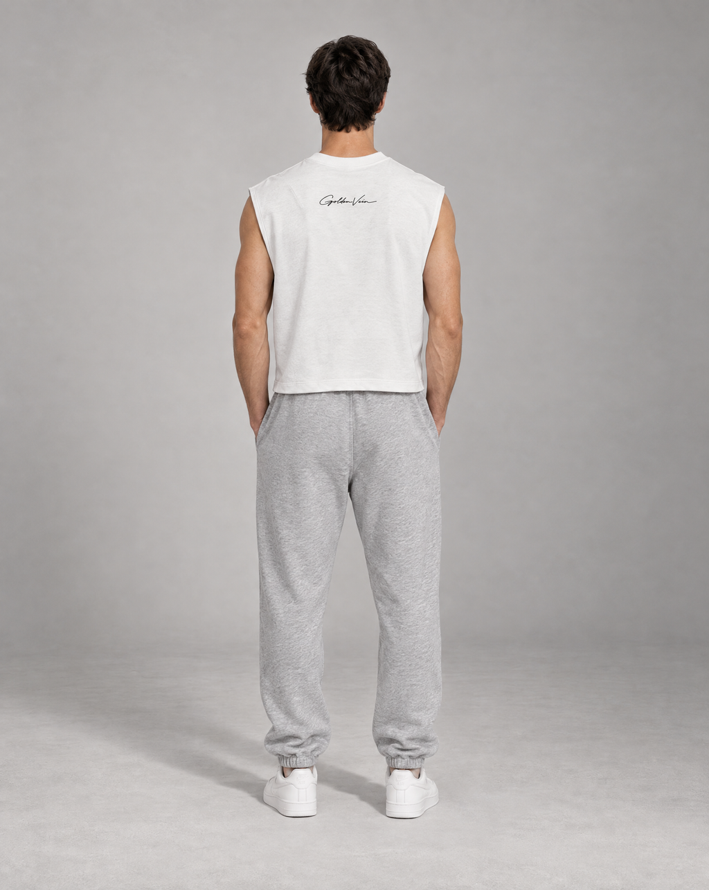Golden Vein French Terry Boxy Tank – White – Produktansicht 6