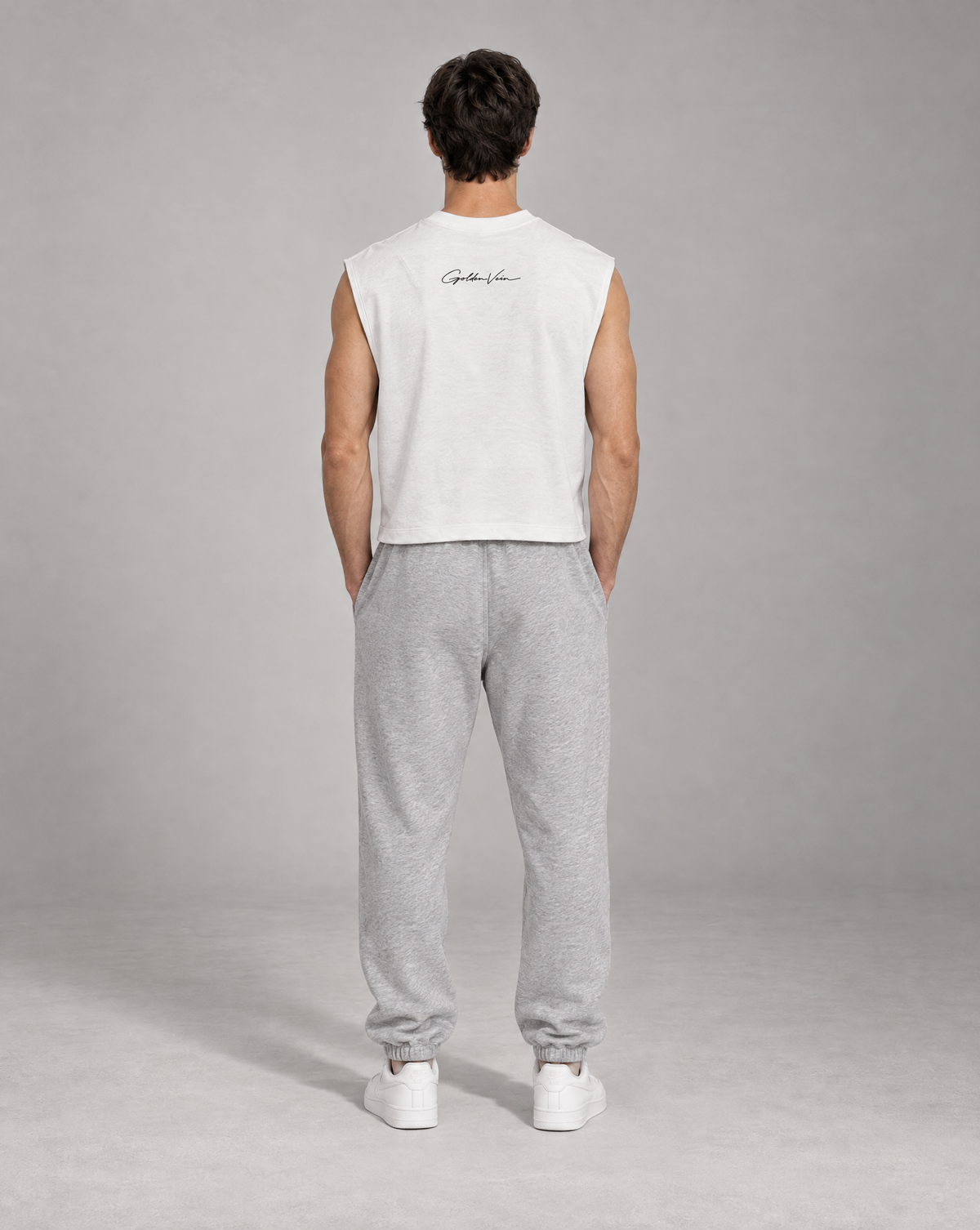 Golden Vein French Terry Boxy Tank – White – Produktansicht 6