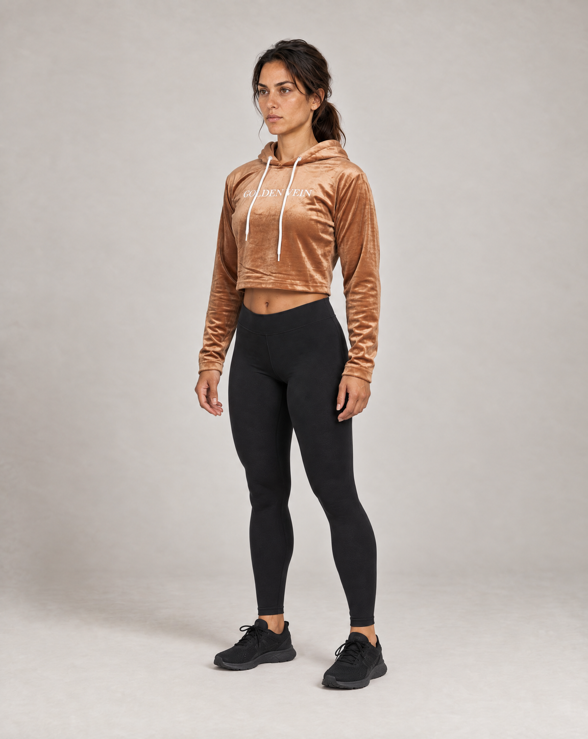 Golden Vein Velvet Cropped Hoodie – Produktansicht 3