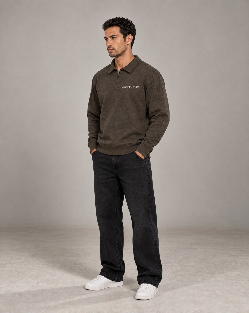 Golden Vein Boxy Quarter-Zip – Coffee – Produktansicht 4