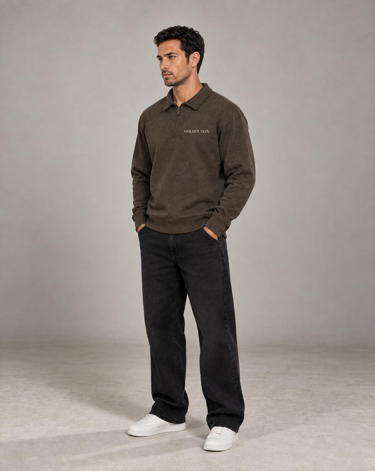 Golden Vein Boxy Quarter-Zip – Coffee – Produktansicht 4