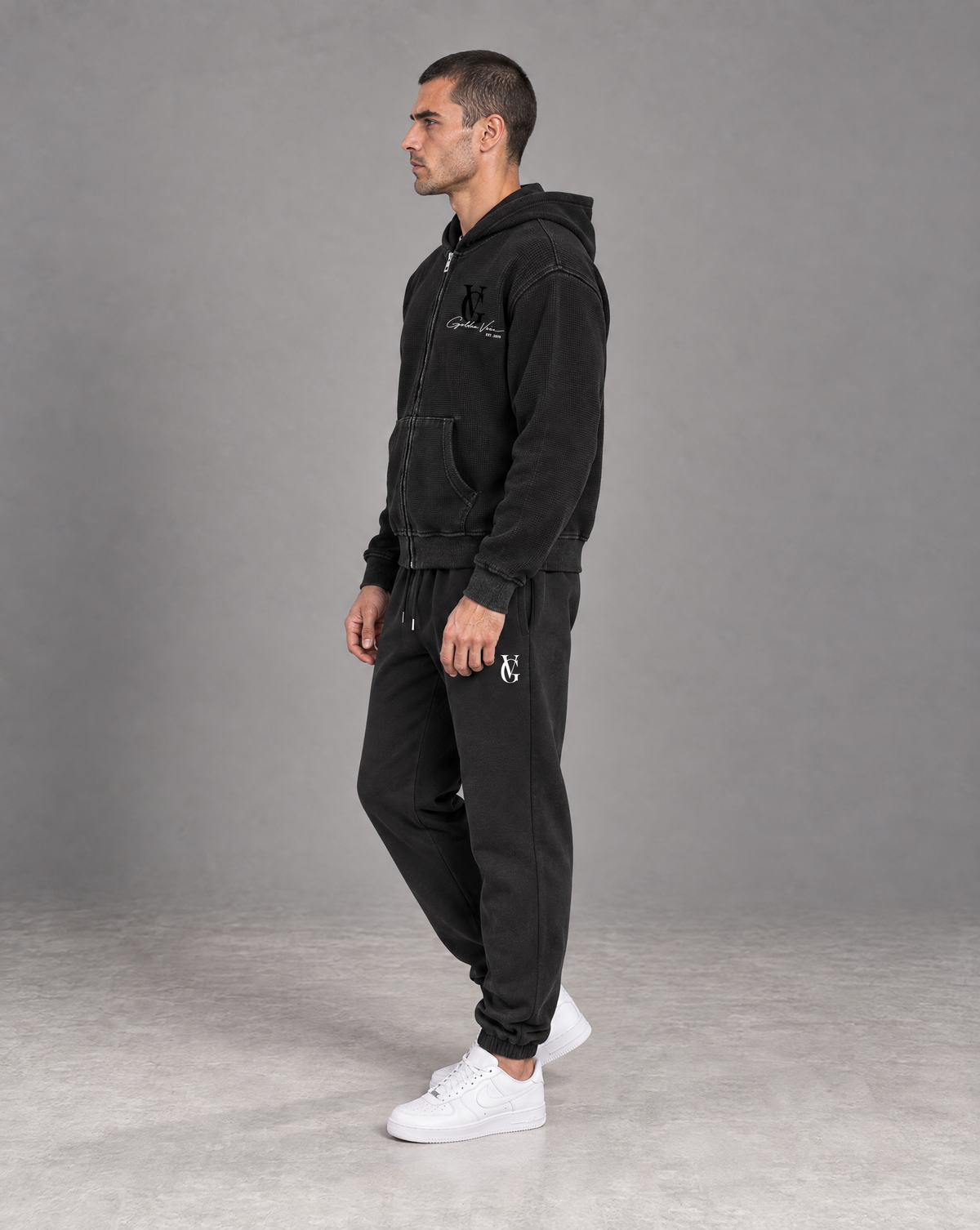 Golden Vein Parables Waffle Zip Hoodie – The Assembly – Black – Produktansicht 4