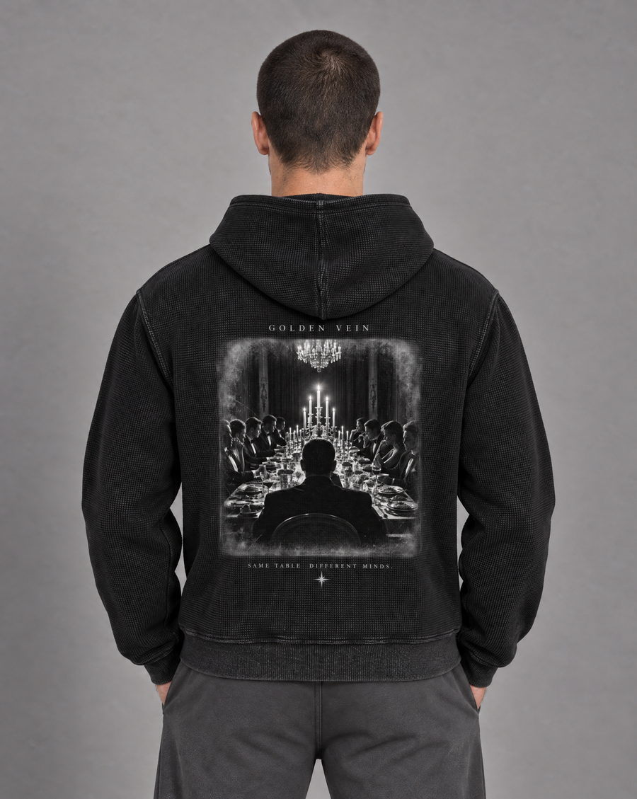 Golden Vein Parables Waffle Zip Hoodie – The Assembly – Black