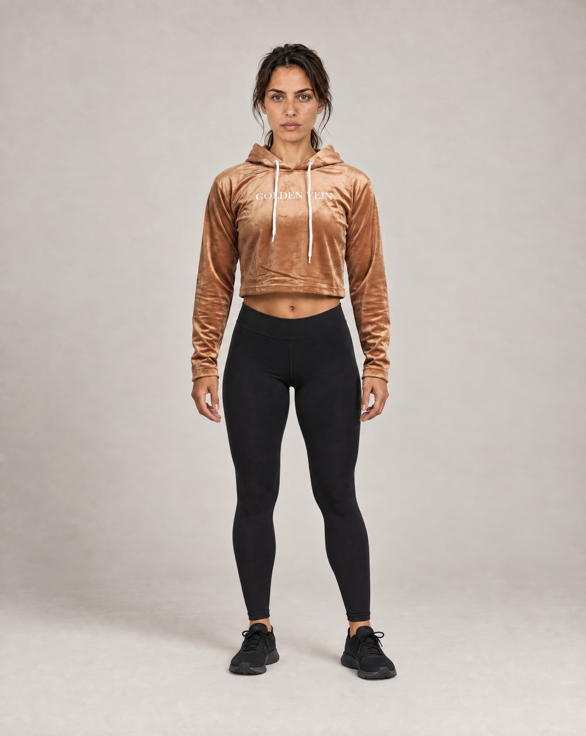 Golden Vein Velvet Cropped Hoodie – Produktansicht 2