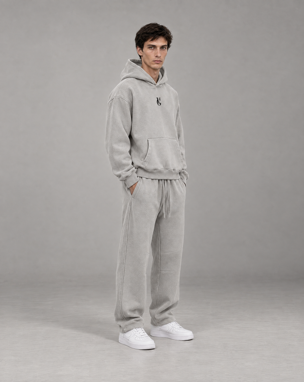Golden Vein Vintage Wash Boxy Hoodie – Light Grey – Produktansicht 4