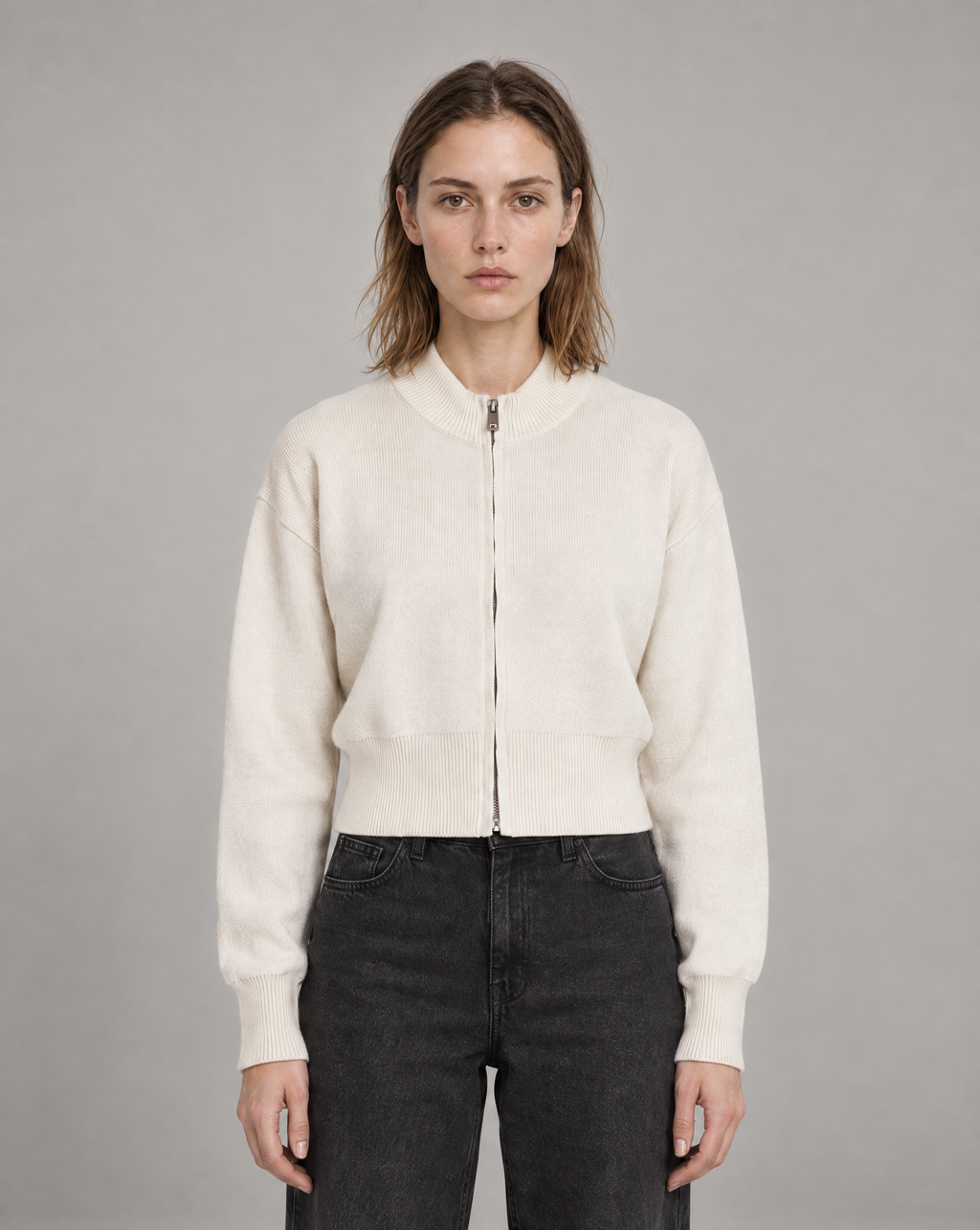 Golden Vein Zip Cardigan – Apricot – Produktansicht 1