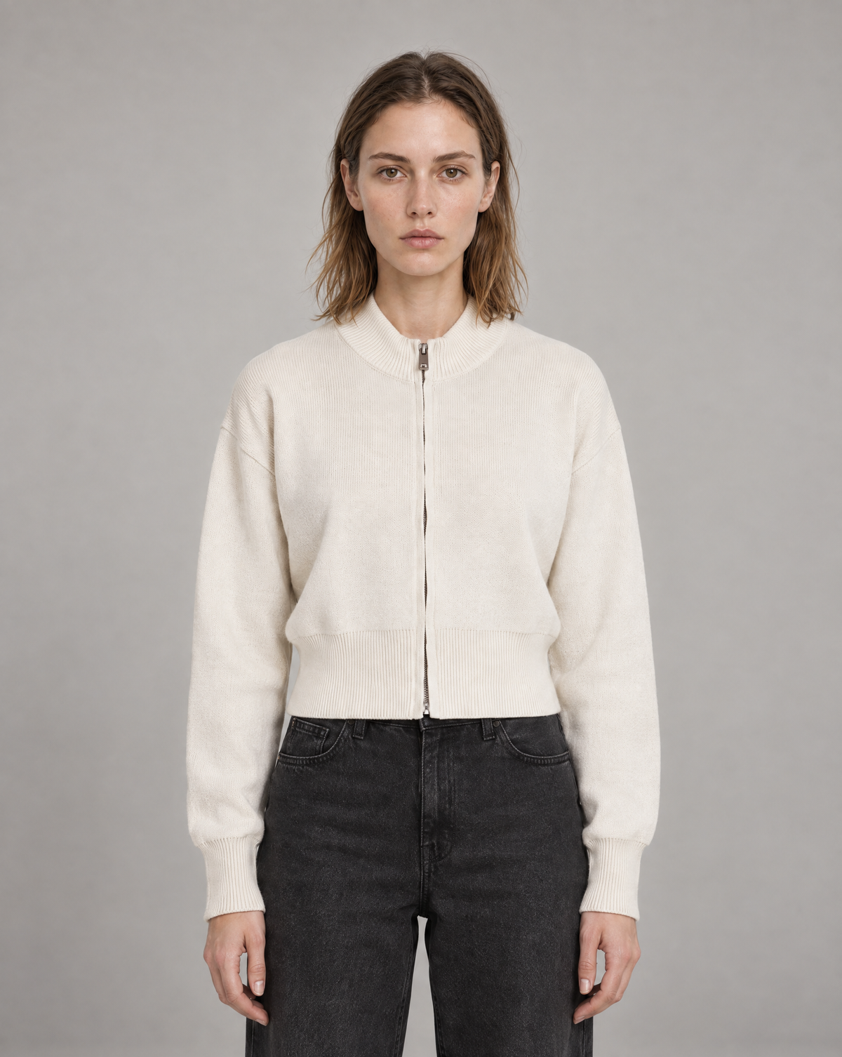 Golden Vein Zip Cardigan – Apricot – Produktansicht 1