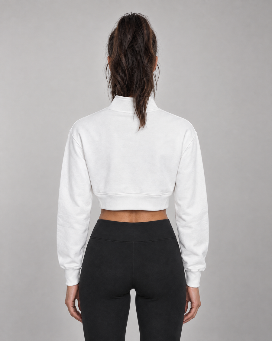 Golden Vein Cropped Quarter-Zip – White – Produktansicht 2
