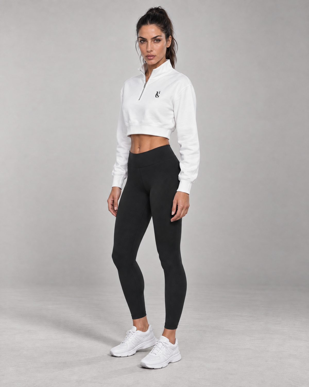 Golden Vein Cropped Quarter-Zip – White – Produktansicht 4