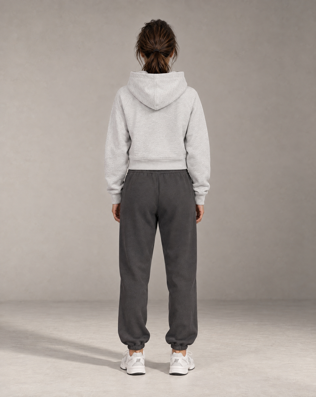 Golden Vein Cropped Half-Zip Hoodie – Cold Grey – Produktansicht 5