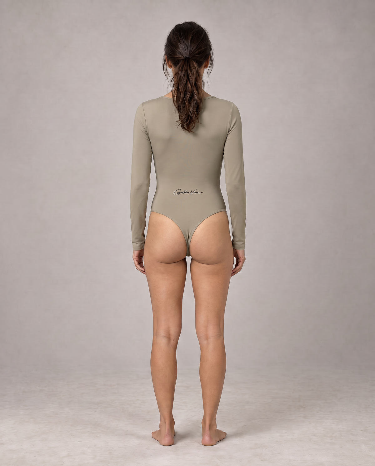 Golden Vein Flow Long Sleeve Bodysuit – Khaki – Produktansicht 7