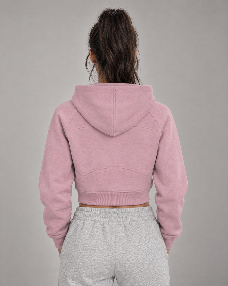 Golden Vein Cropped Half-Zip Hoodie – Pink – Produktansicht 2