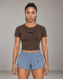 PULSE™ Cropped Performance T-Shirt – Coffee