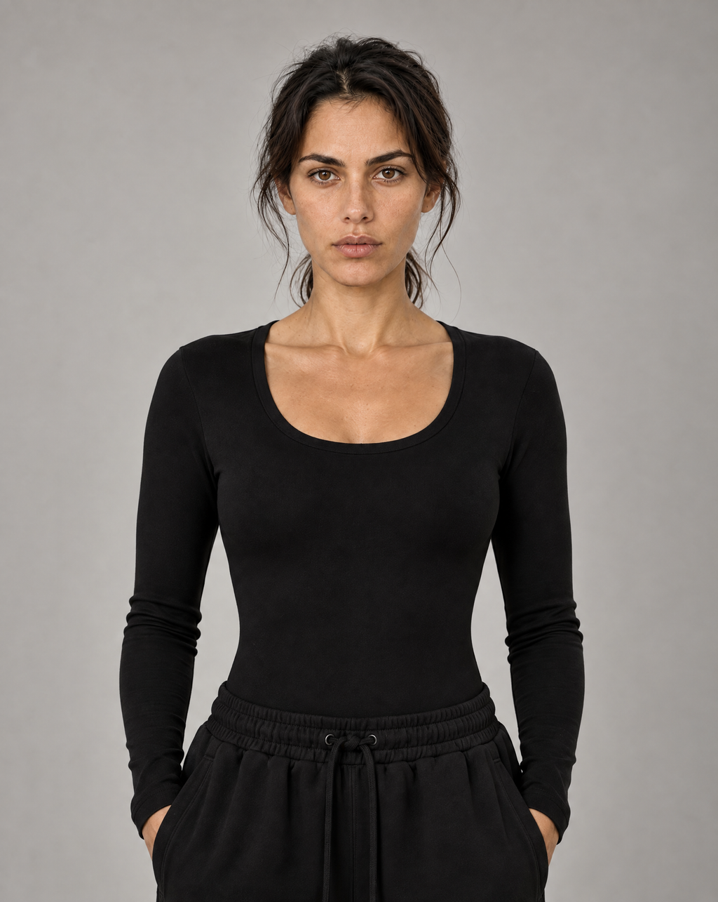 Golden Vein Flow Long Sleeve Bodysuit – Black – Produktansicht 1