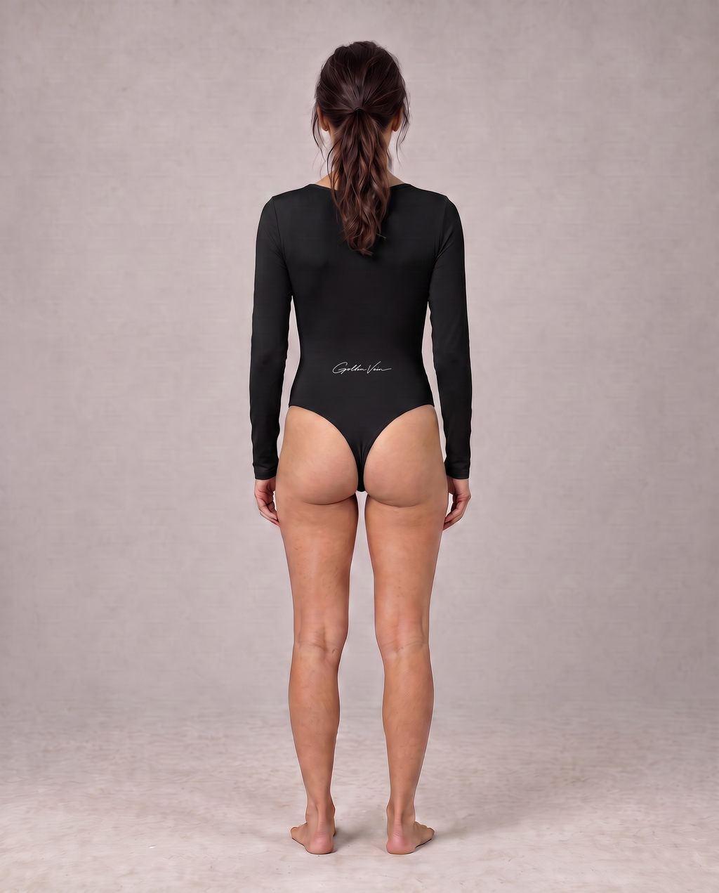 Golden Vein Flow Long Sleeve Bodysuit – Black – Produktansicht 8