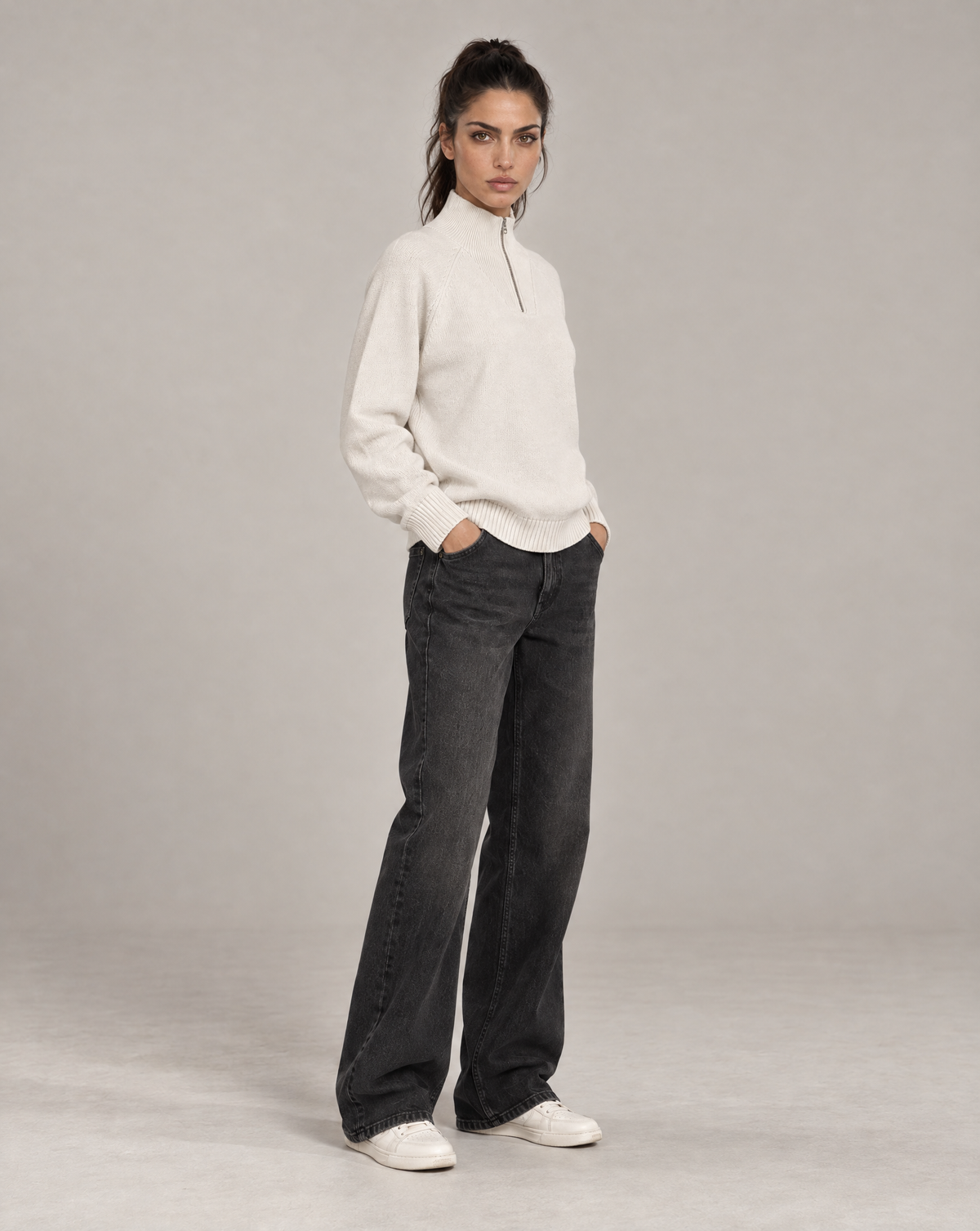 Golden Vein 750 GSM Quarter-Zip – Beige – Produktansicht 4