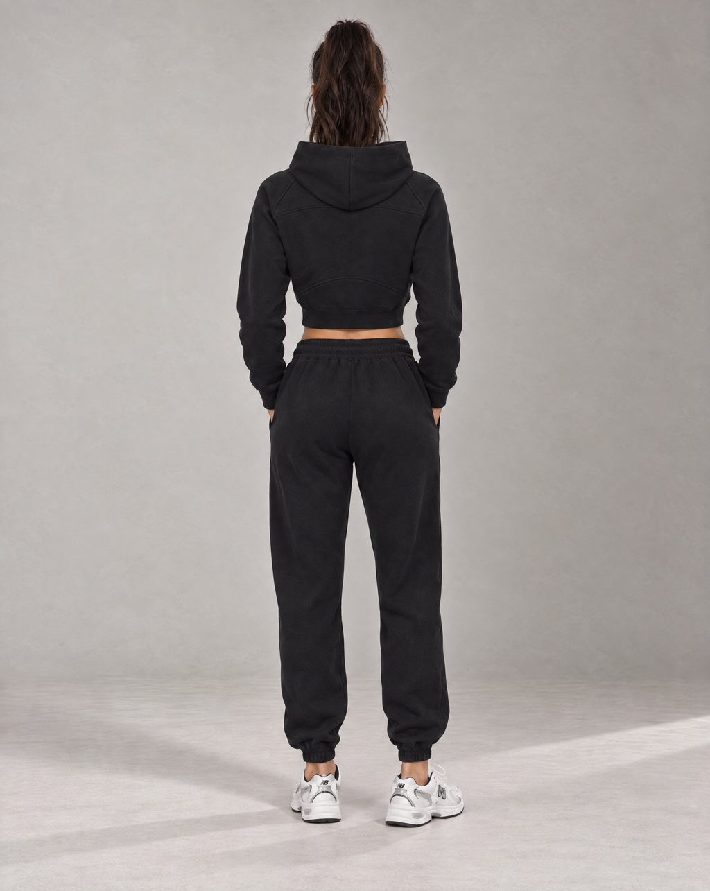 Golden Vein Cropped Half-Zip Hoodie – Black – Produktansicht 6