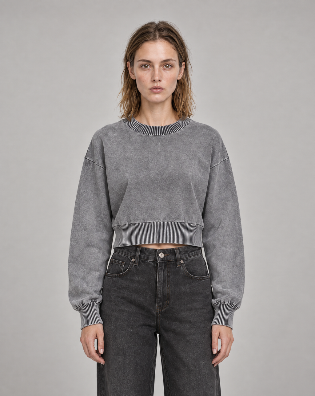 Golden Vein Parables Cropped Sweater – Grey – Produktansicht 1