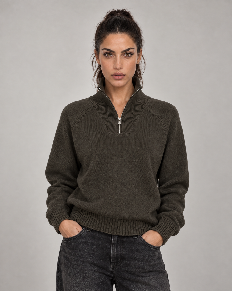 Golden Vein 750 GSM Quarter-Zip – Brown – Produktansicht 1