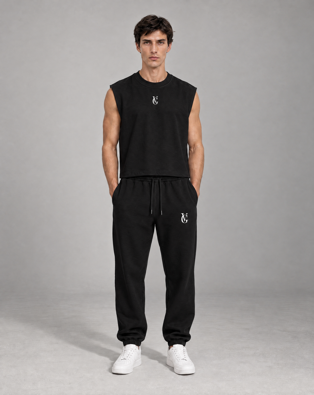 Golden Vein French Terry Boxy Tank – Black – Produktansicht 3